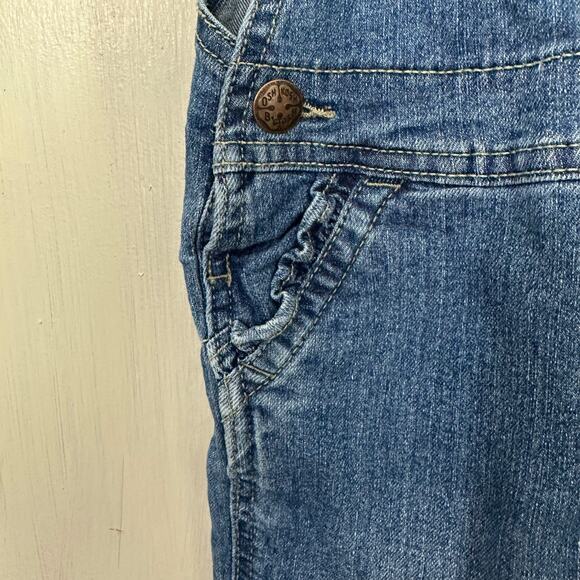 Oshkosh B’gosh Vestbak Overalls Toddler Girl Heart Pocket 2T Ruched Pockets Jean - Picture 4 of 9